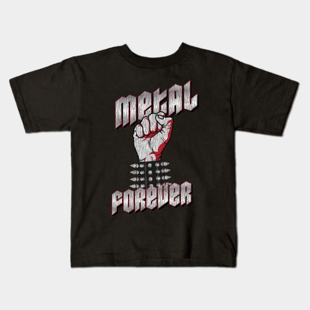 Metal Forever - Heavy Metal Raised Fist Kids T-Shirt by Vector Deluxe